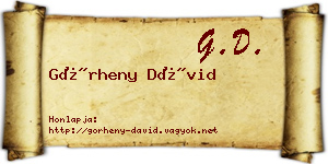 Görheny Dávid névjegykártya